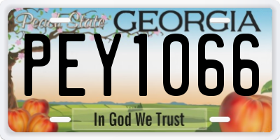 GA license plate PEY1066