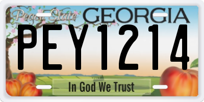 GA license plate PEY1214