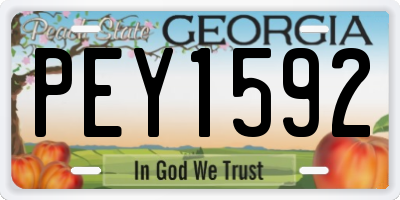 GA license plate PEY1592