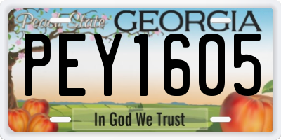 GA license plate PEY1605