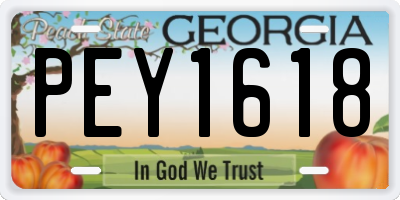GA license plate PEY1618