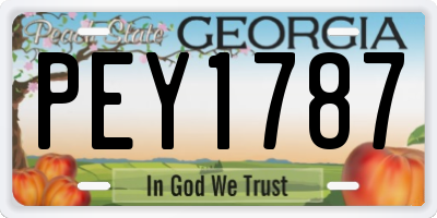 GA license plate PEY1787