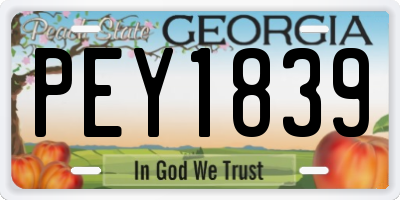 GA license plate PEY1839