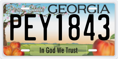 GA license plate PEY1843