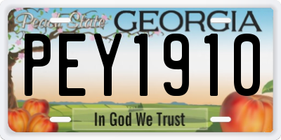 GA license plate PEY1910