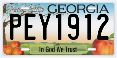 GA license plate PEY1912
