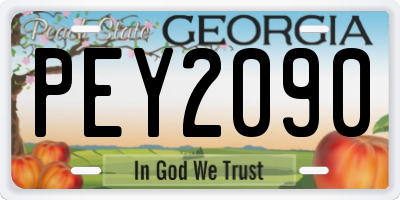 GA license plate PEY2090