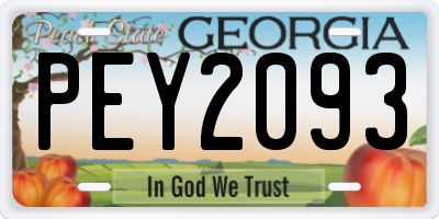 GA license plate PEY2093