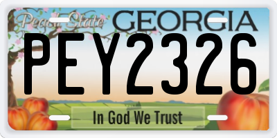GA license plate PEY2326