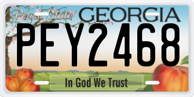 GA license plate PEY2468