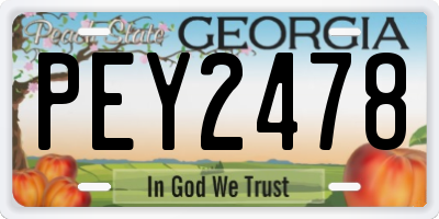 GA license plate PEY2478