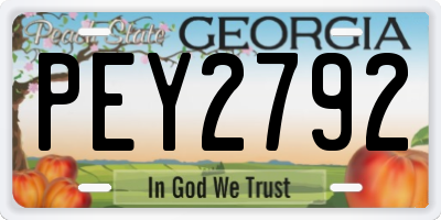 GA license plate PEY2792