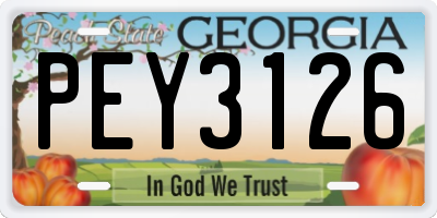 GA license plate PEY3126