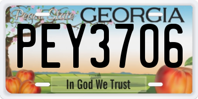 GA license plate PEY3706