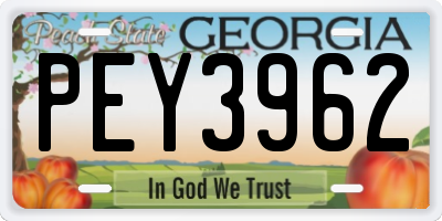 GA license plate PEY3962
