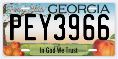GA license plate PEY3966