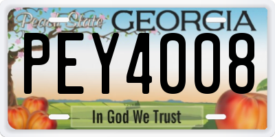 GA license plate PEY4008