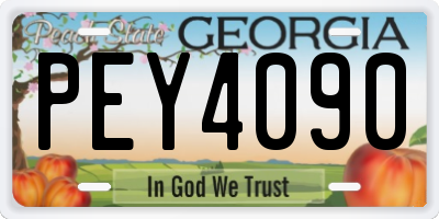 GA license plate PEY4090