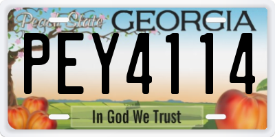 GA license plate PEY4114