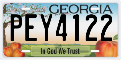 GA license plate PEY4122
