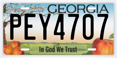 GA license plate PEY4707