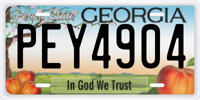 GA license plate PEY4904