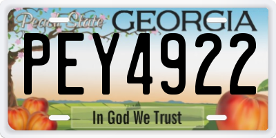 GA license plate PEY4922