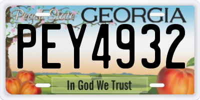 GA license plate PEY4932