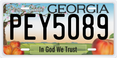GA license plate PEY5089