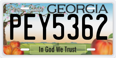 GA license plate PEY5362