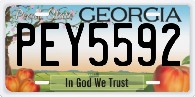 GA license plate PEY5592