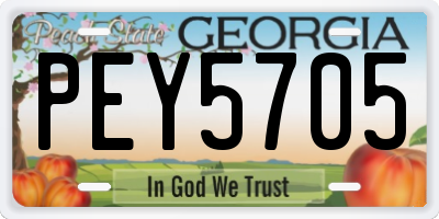GA license plate PEY5705