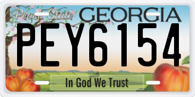 GA license plate PEY6154