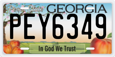 GA license plate PEY6349