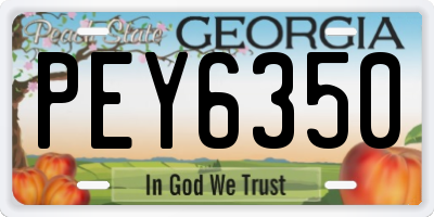GA license plate PEY6350