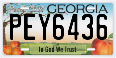 GA license plate PEY6436