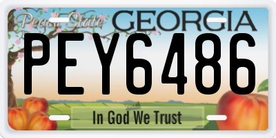 GA license plate PEY6486