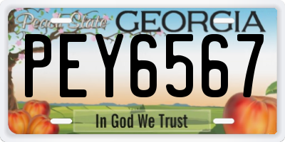 GA license plate PEY6567