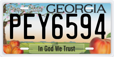 GA license plate PEY6594