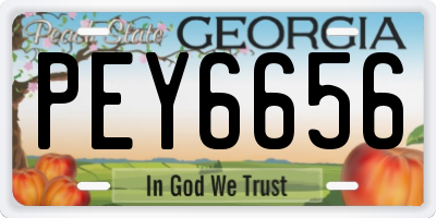 GA license plate PEY6656