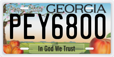 GA license plate PEY6800