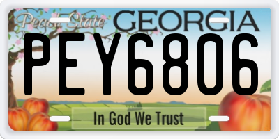 GA license plate PEY6806