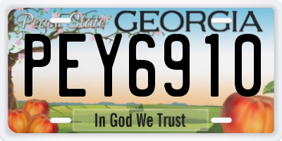 GA license plate PEY6910