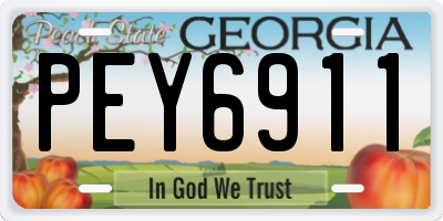 GA license plate PEY6911