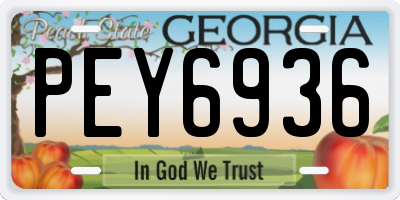 GA license plate PEY6936