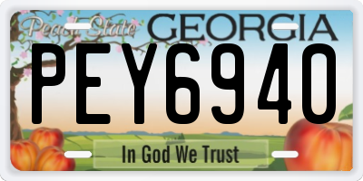 GA license plate PEY6940