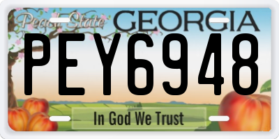 GA license plate PEY6948