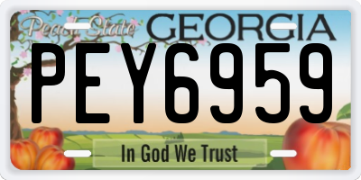 GA license plate PEY6959