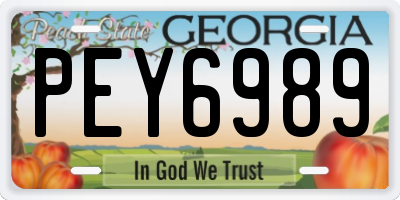 GA license plate PEY6989