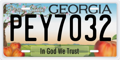 GA license plate PEY7032